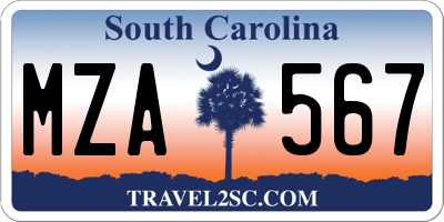 SC license plate MZA567
