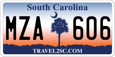 SC license plate MZA606
