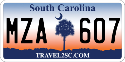 SC license plate MZA607