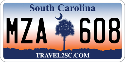 SC license plate MZA608