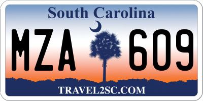 SC license plate MZA609