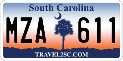 SC license plate MZA611