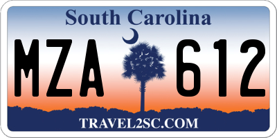 SC license plate MZA612