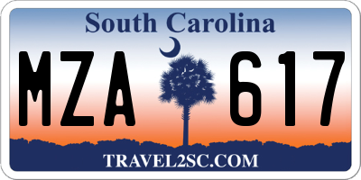 SC license plate MZA617