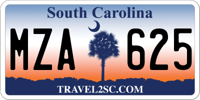 SC license plate MZA625