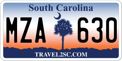 SC license plate MZA630