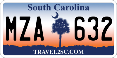 SC license plate MZA632