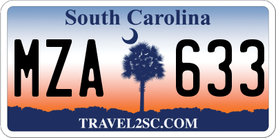 SC license plate MZA633