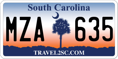 SC license plate MZA635