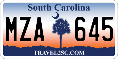 SC license plate MZA645