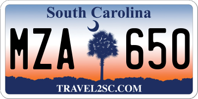 SC license plate MZA650