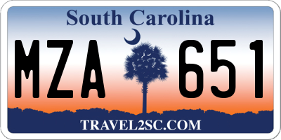 SC license plate MZA651