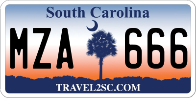 SC license plate MZA666