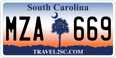 SC license plate MZA669