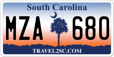 SC license plate MZA680
