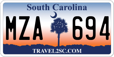 SC license plate MZA694