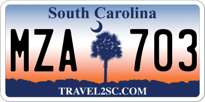 SC license plate MZA703