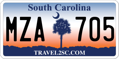 SC license plate MZA705