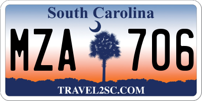 SC license plate MZA706