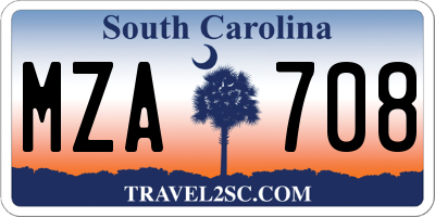 SC license plate MZA708