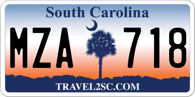 SC license plate MZA718