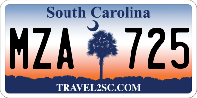 SC license plate MZA725