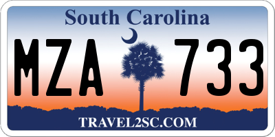 SC license plate MZA733