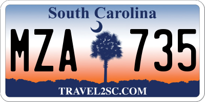 SC license plate MZA735