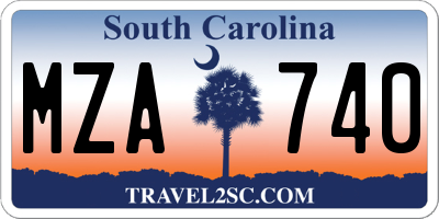 SC license plate MZA740