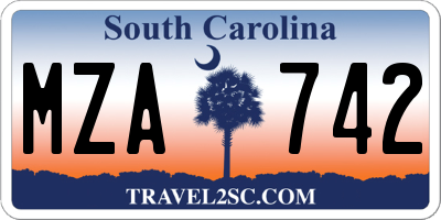 SC license plate MZA742