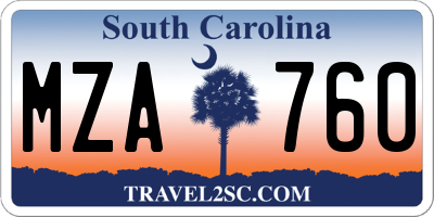 SC license plate MZA760
