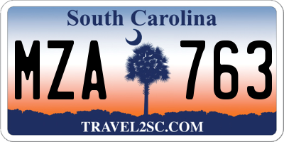 SC license plate MZA763