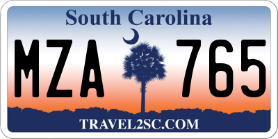 SC license plate MZA765