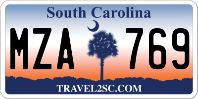 SC license plate MZA769