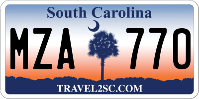 SC license plate MZA770