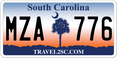 SC license plate MZA776