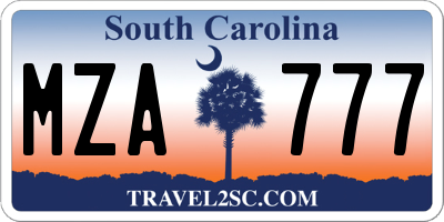 SC license plate MZA777