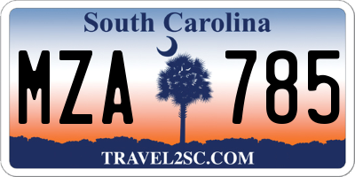 SC license plate MZA785