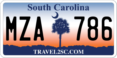 SC license plate MZA786