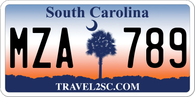 SC license plate MZA789