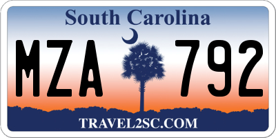 SC license plate MZA792