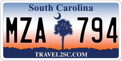 SC license plate MZA794