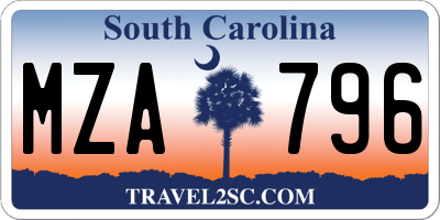 SC license plate MZA796