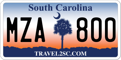SC license plate MZA800