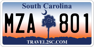 SC license plate MZA801