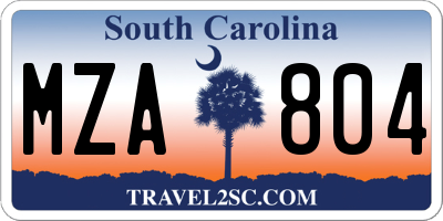 SC license plate MZA804