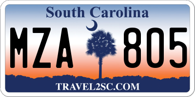 SC license plate MZA805