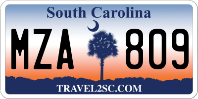 SC license plate MZA809