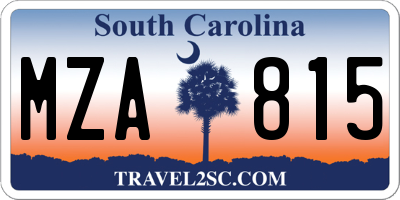 SC license plate MZA815