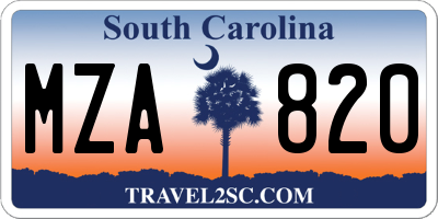 SC license plate MZA820